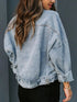 'Lioren' Partial Leopard Print Denim Jacket - Celes Fashion